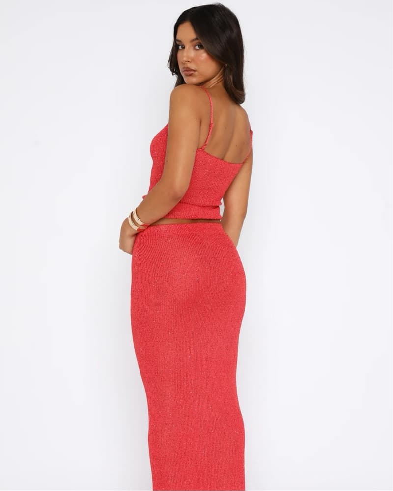 White Fox Red Sequin Knit Set - Image 4