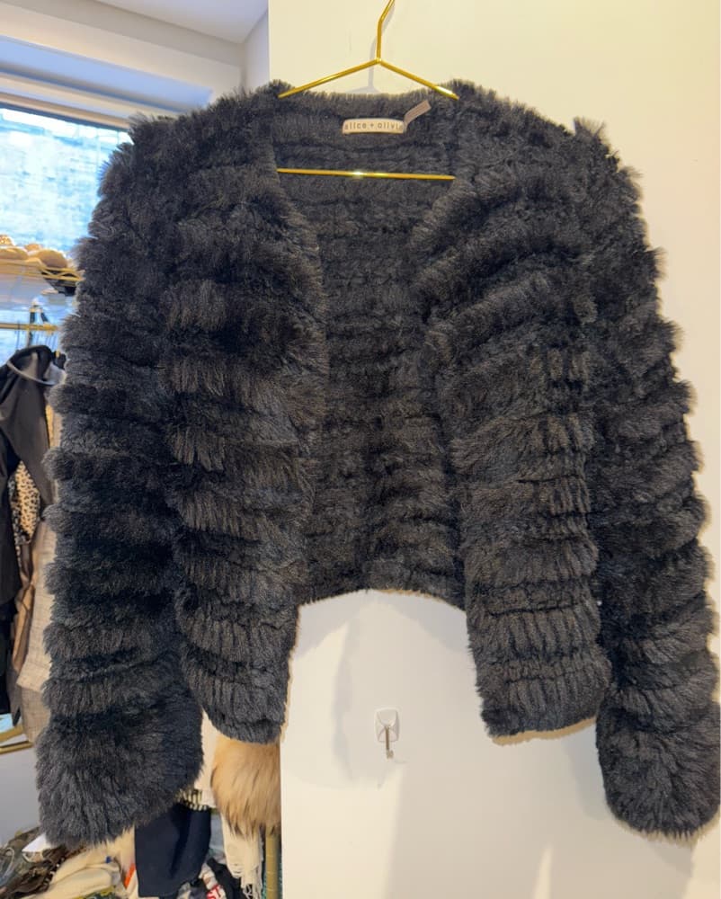 Alice + olivia Black Fur Shaw / Cardigan - Image 1