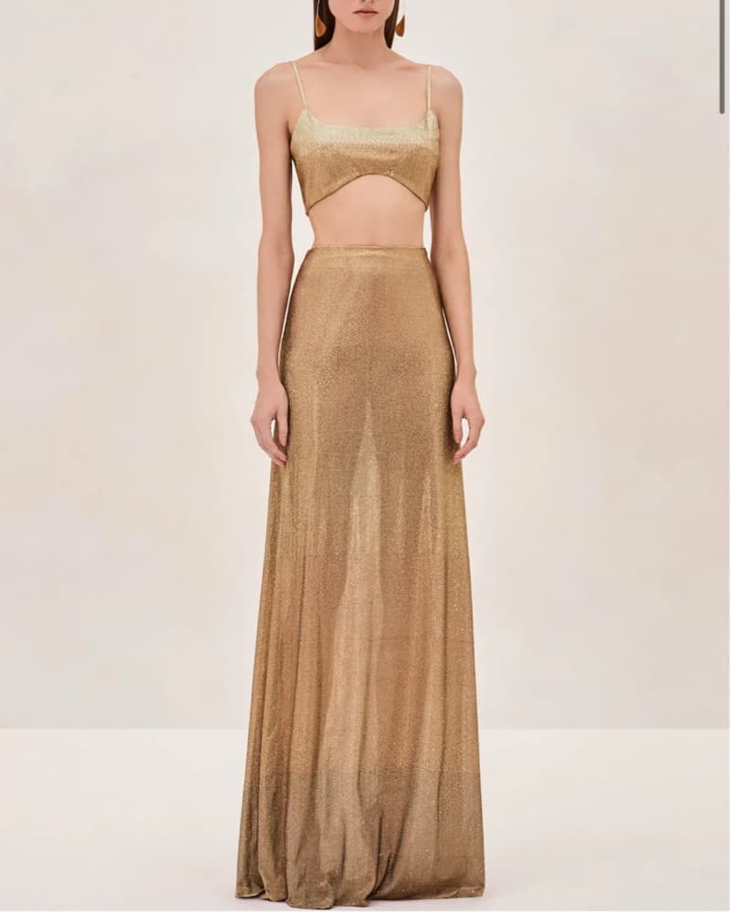ALEXIS Gold Maxi Skirt - Image 1