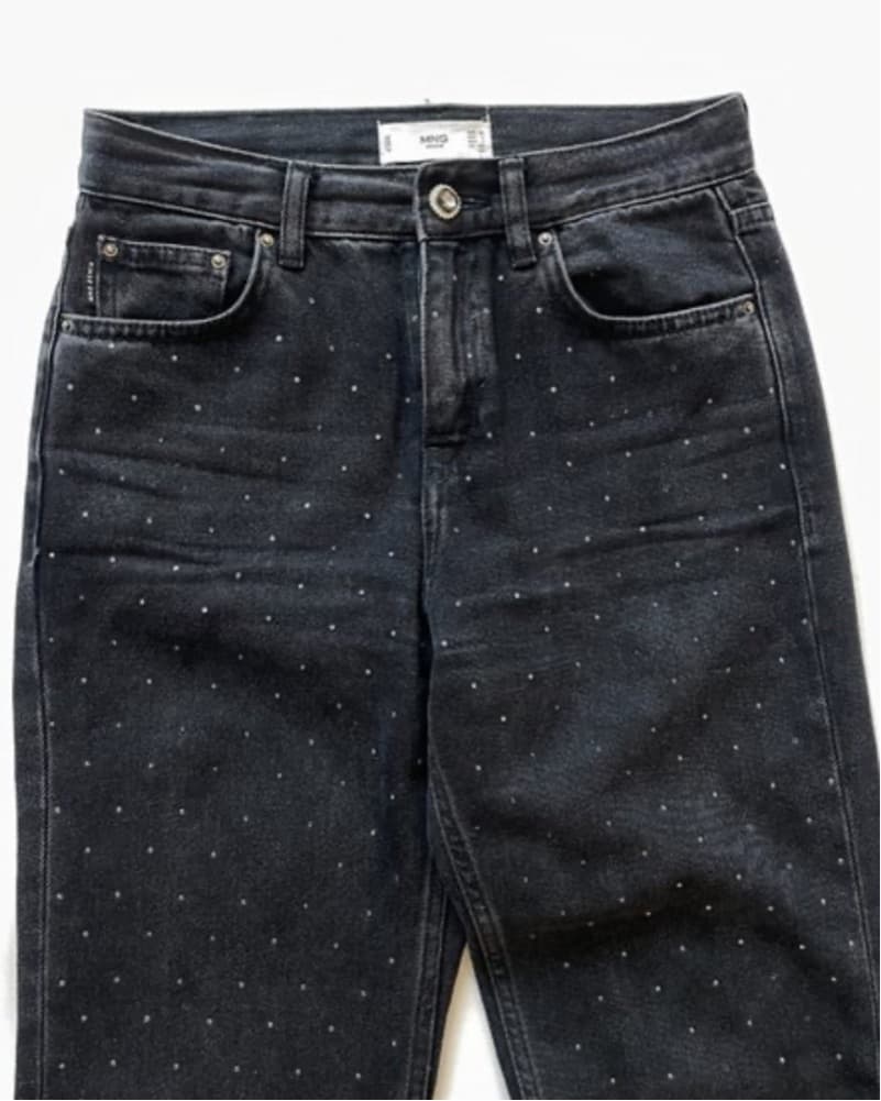 Mango Crystal Embellished Denim Dark  - Image 3