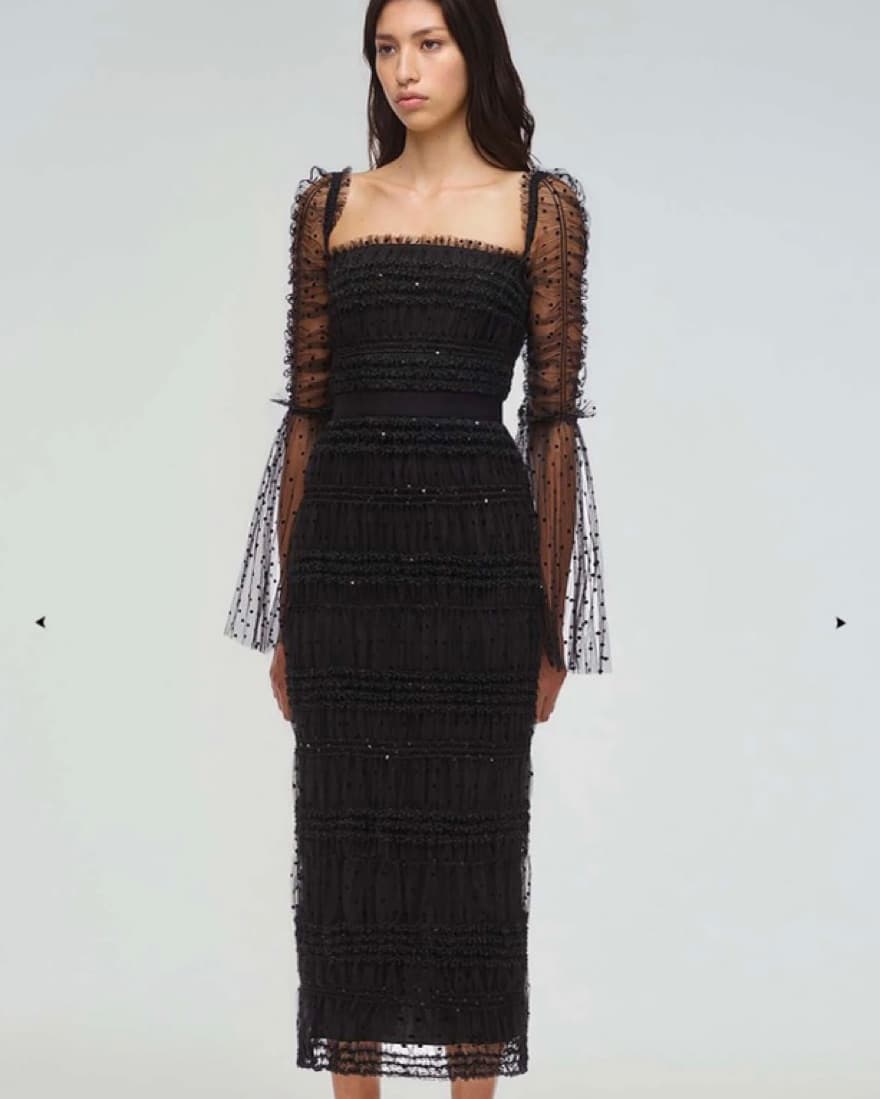 Self portrait Black Midi Mesh Dress  - Image 1