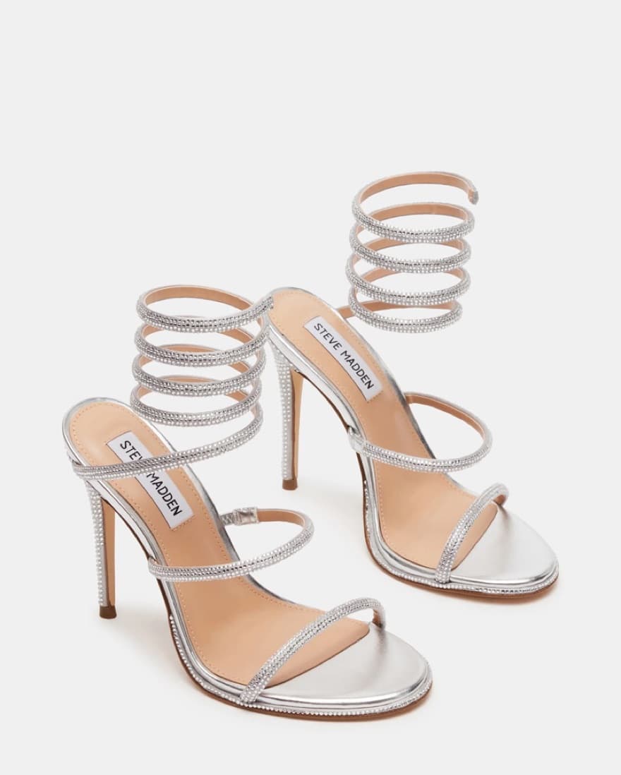 Steve Madden Exotica Silver Heels - Image 4