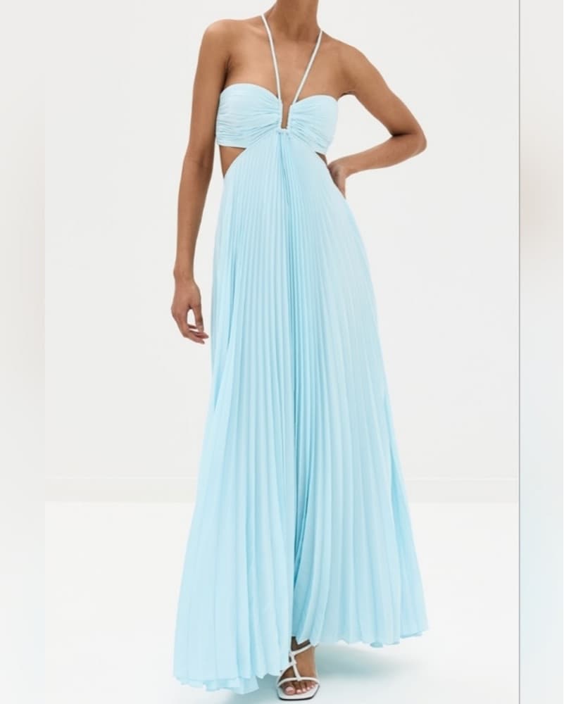 ALC Moira Satin Pleated Maxi Dress - Image 1