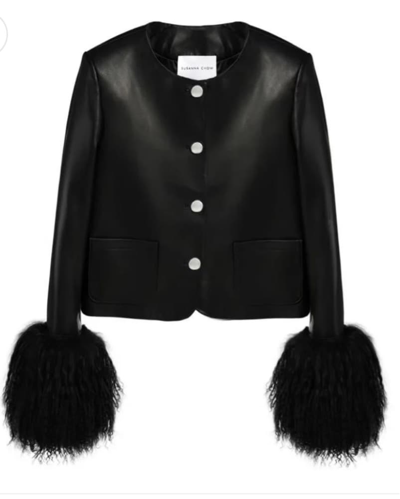 BLACK Susana Chow Shearling Leather Coat - Image 1