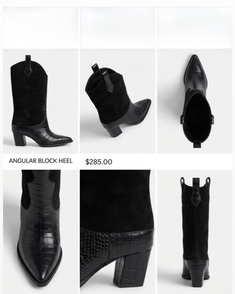 BLACKE LEATHER AND SUEDE COWBOY BOOTS -  - Image 1