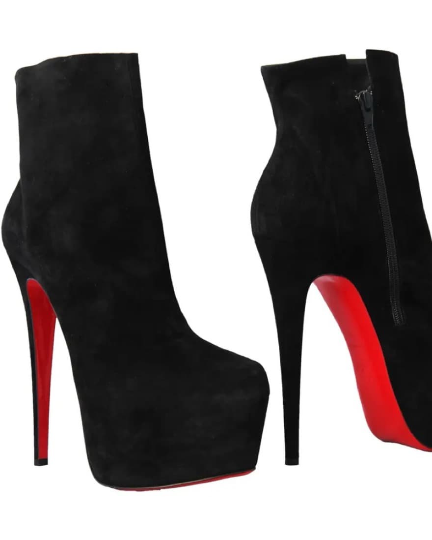 Louboutin Suede Platform Ankle Boots - Image 1