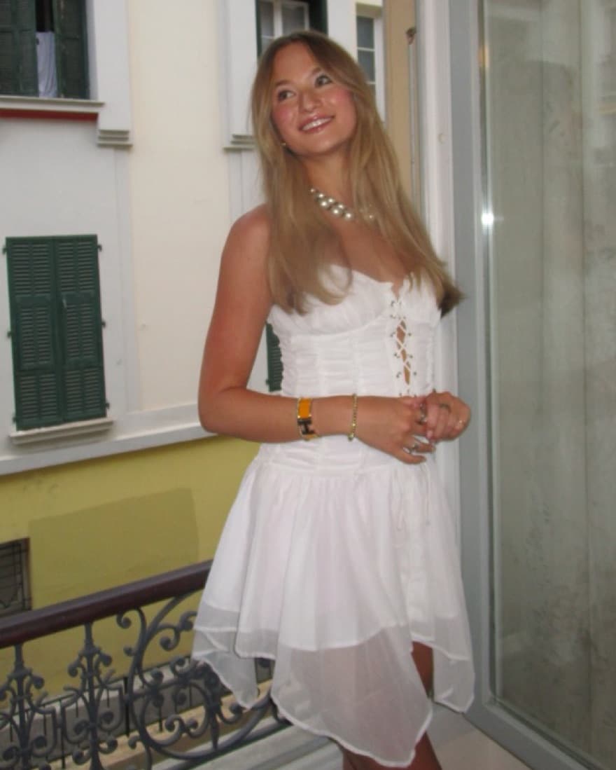 Elegant White Lace-Up Dress - Image 4