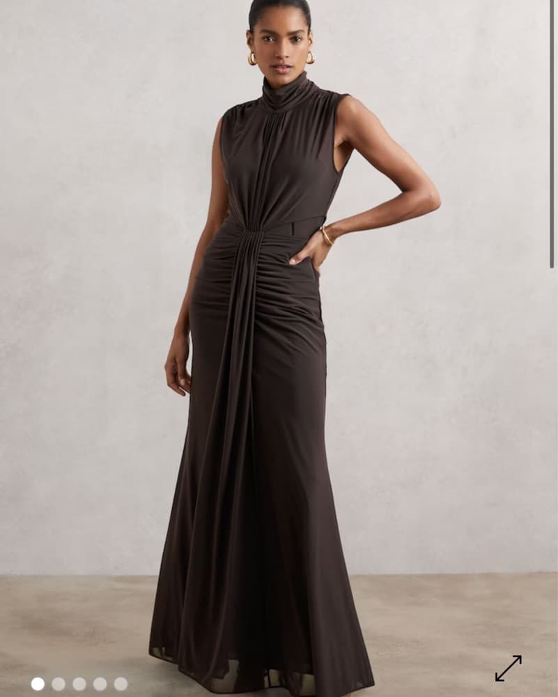 Sheer Ruched Maxi Dress in Grape - Image 5