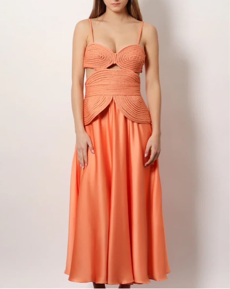 Patbo Cutout Orange Midi Dress - Image 1