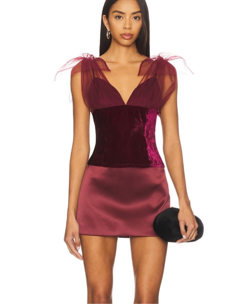 LPA V-neck Corset Tank Top w Bow Detail - Image 1