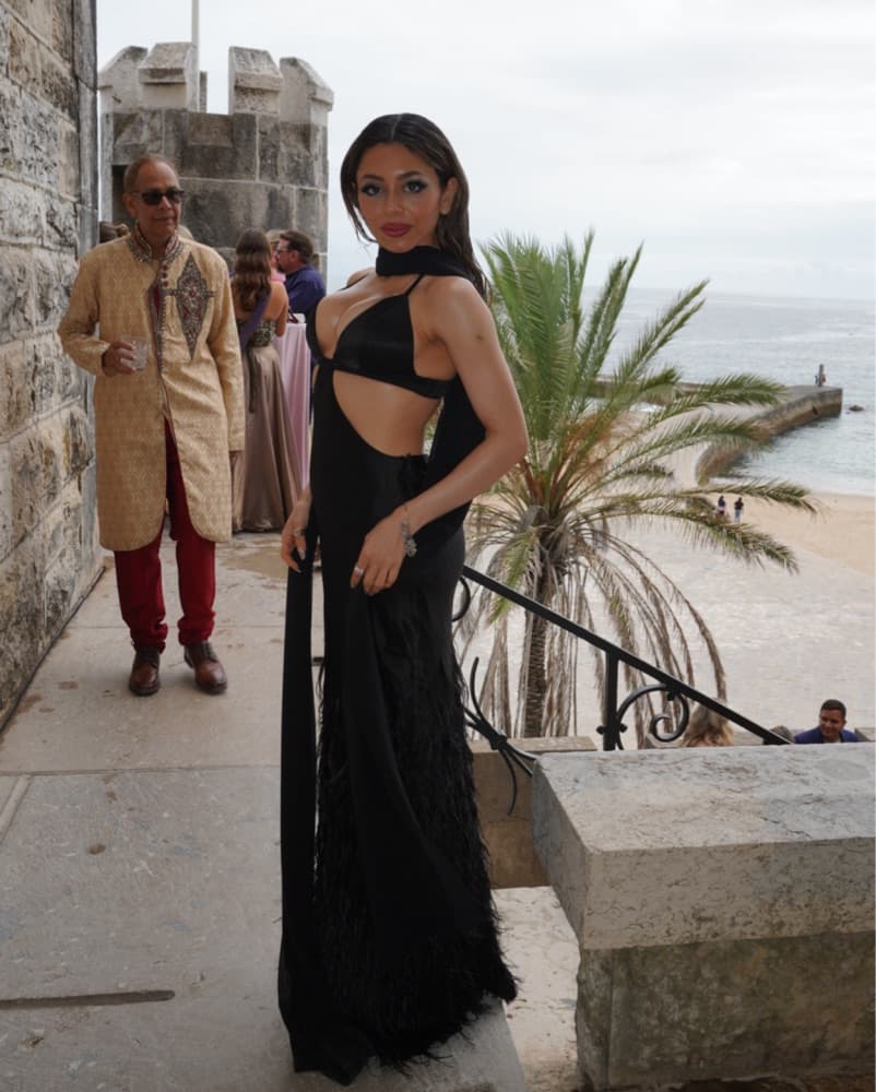 Cult Gaia Black Ostrich Cutout Gown - Image 4