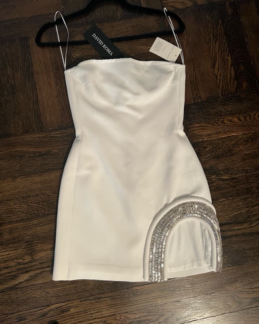David koma Strapless White Dress - Image 5