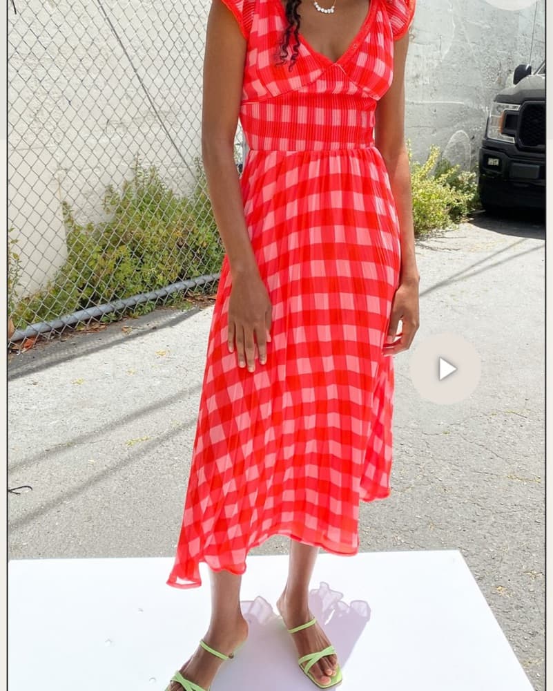 FOXIEDOX DRESS - RED PINK / GINGHAM - Image 4