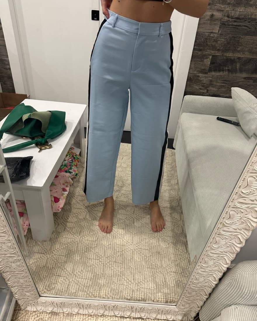 Fun Blue Slacks With Side Stripes  - Image 1