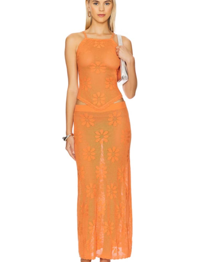 Asta Resort Orange Skirt Set - Image 3
