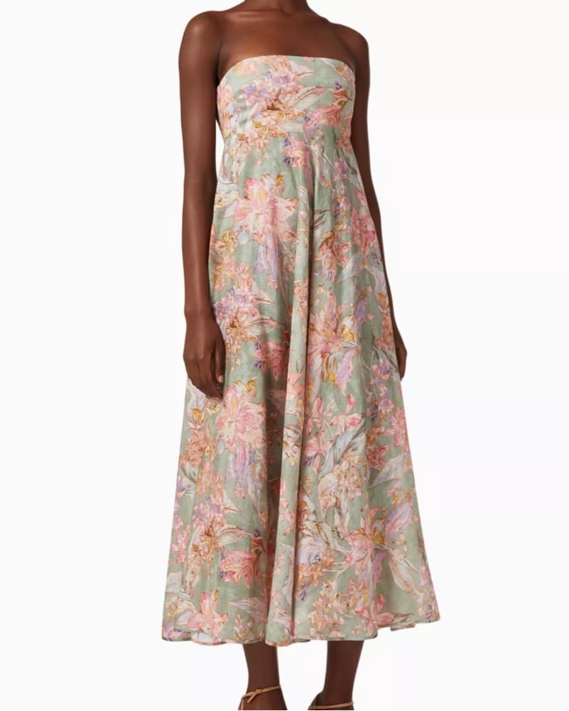 Floral Midi Dress with Spaghetti Straps - Image 1