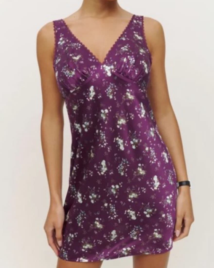 Reformation Purple Floral Silk Mini Dres - Image 1