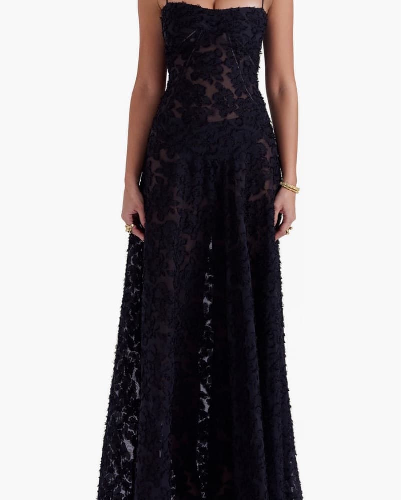 Black Mesh Maxi Dress - Image 1