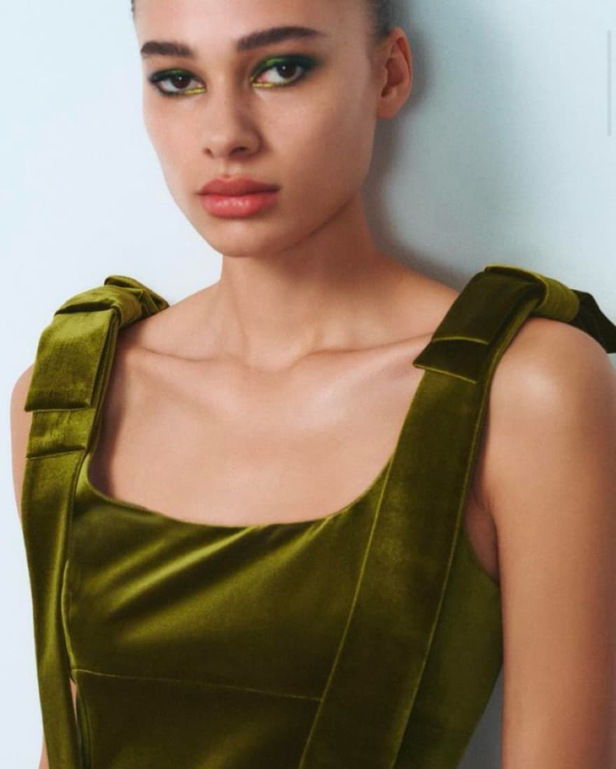 Green Velvet Bows Top - Image 2