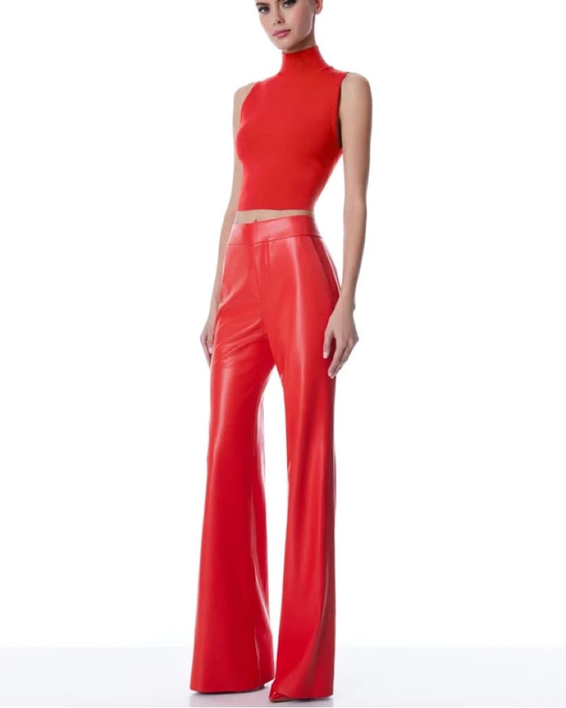 Alice & Olivia Red Leather Pants - Image 1