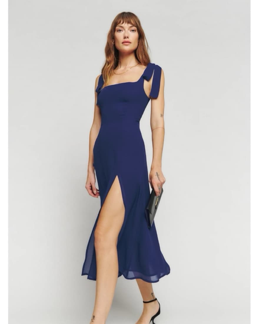 Reformation Dress In Navy - Image 4