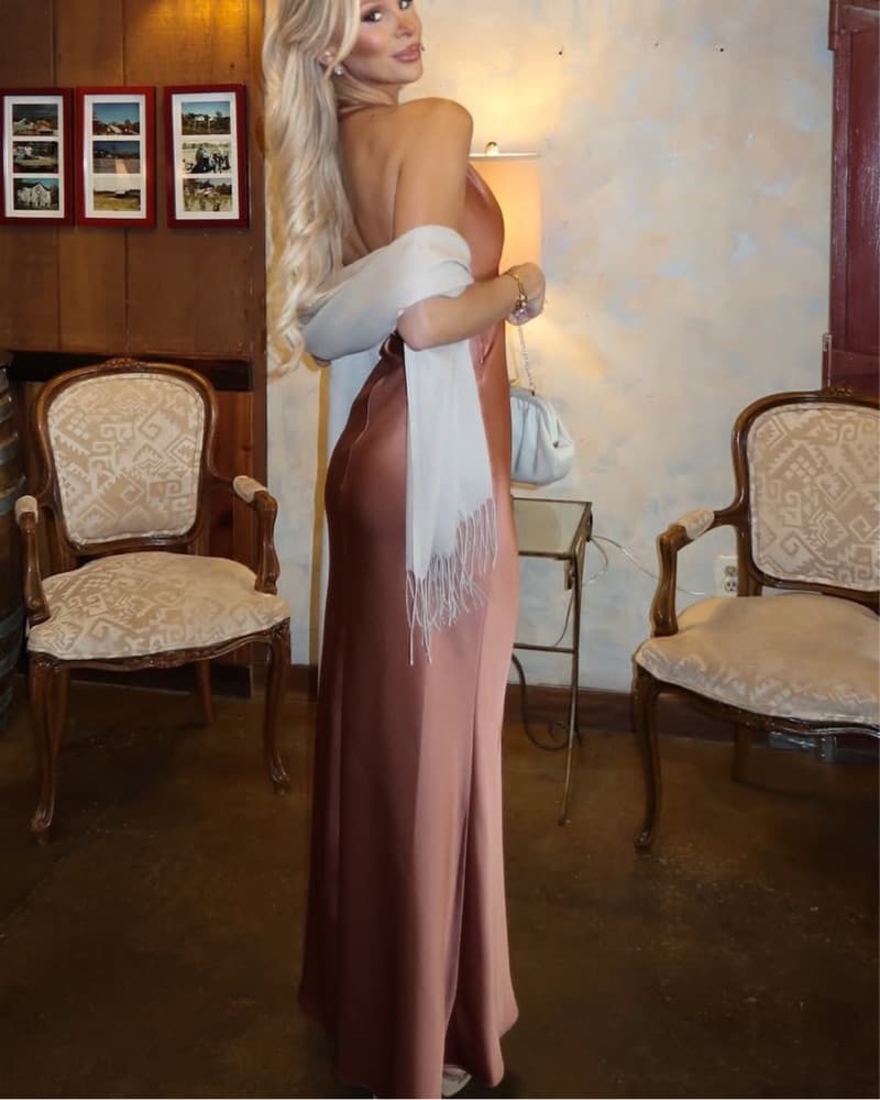 Copper Silk Bridesmaid Dress - Image 2