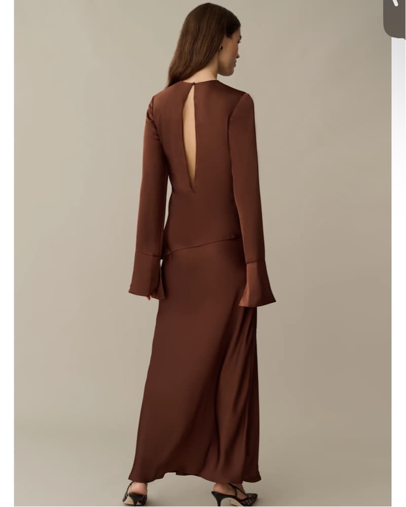 Reformation Silk Brown Maxi Dress - Image 2