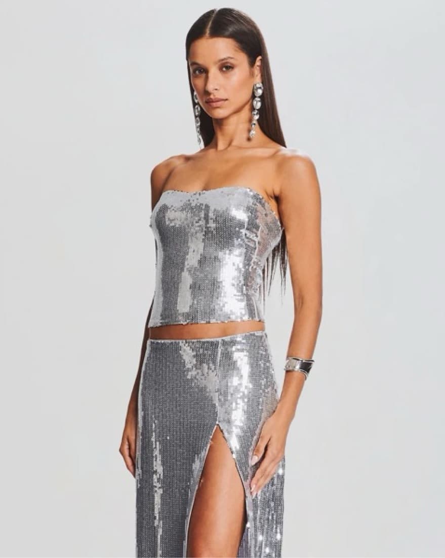 Retrofete Silver Sequin Bustier - Image 2
