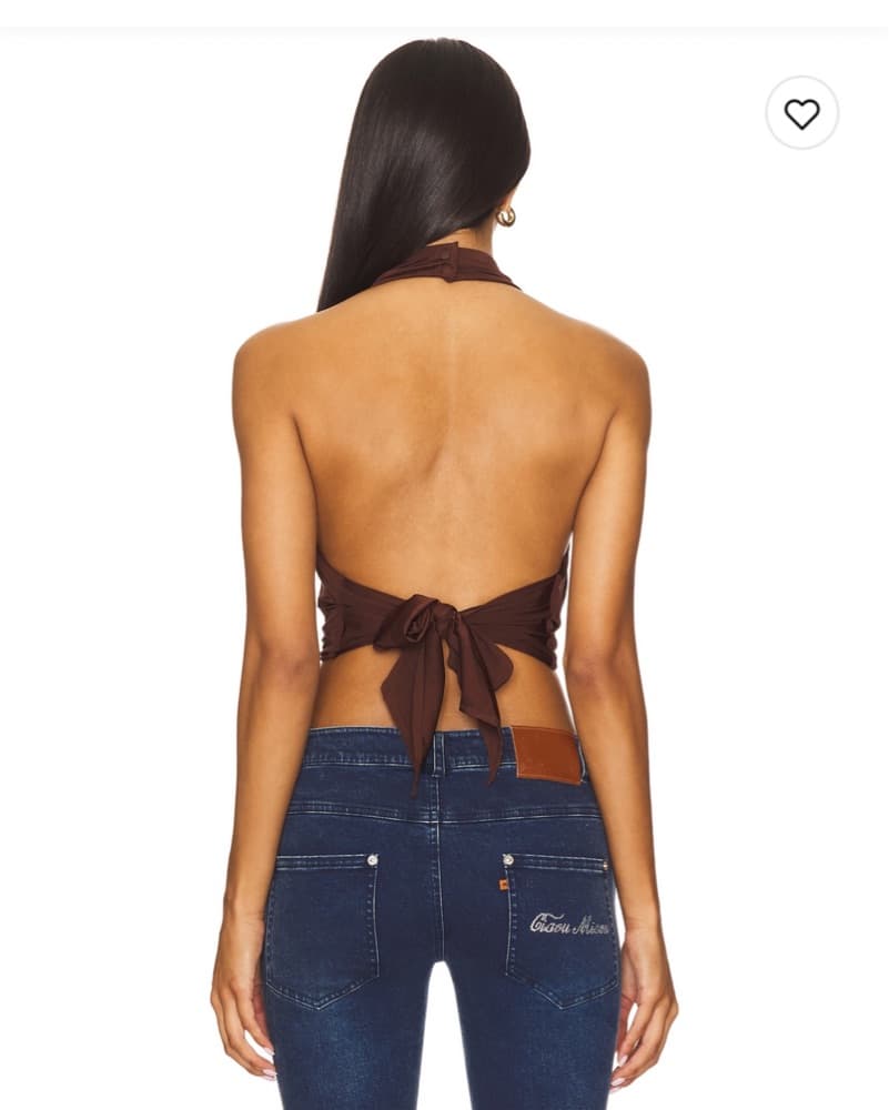 Aryanna Deep Halter Top in Mocha - Image 3