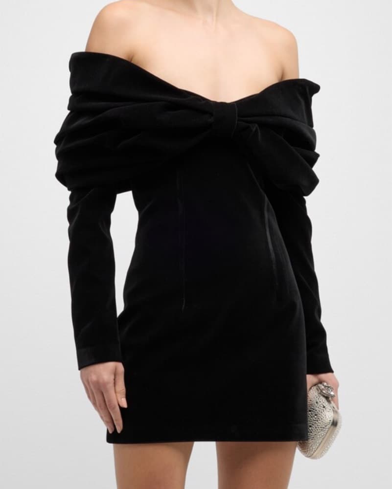 Lavinya Off-Shoulder Ruched Velvet Mini  - Image 1