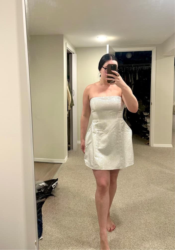 White Babyboo Sparkly Mini Dress - Image 1
