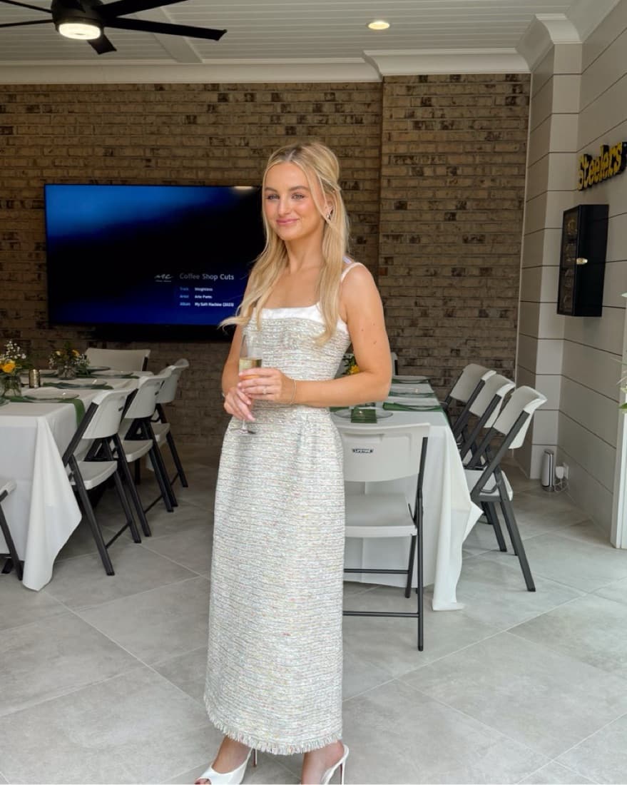 Mint Tweed Midi Dress - Image 1