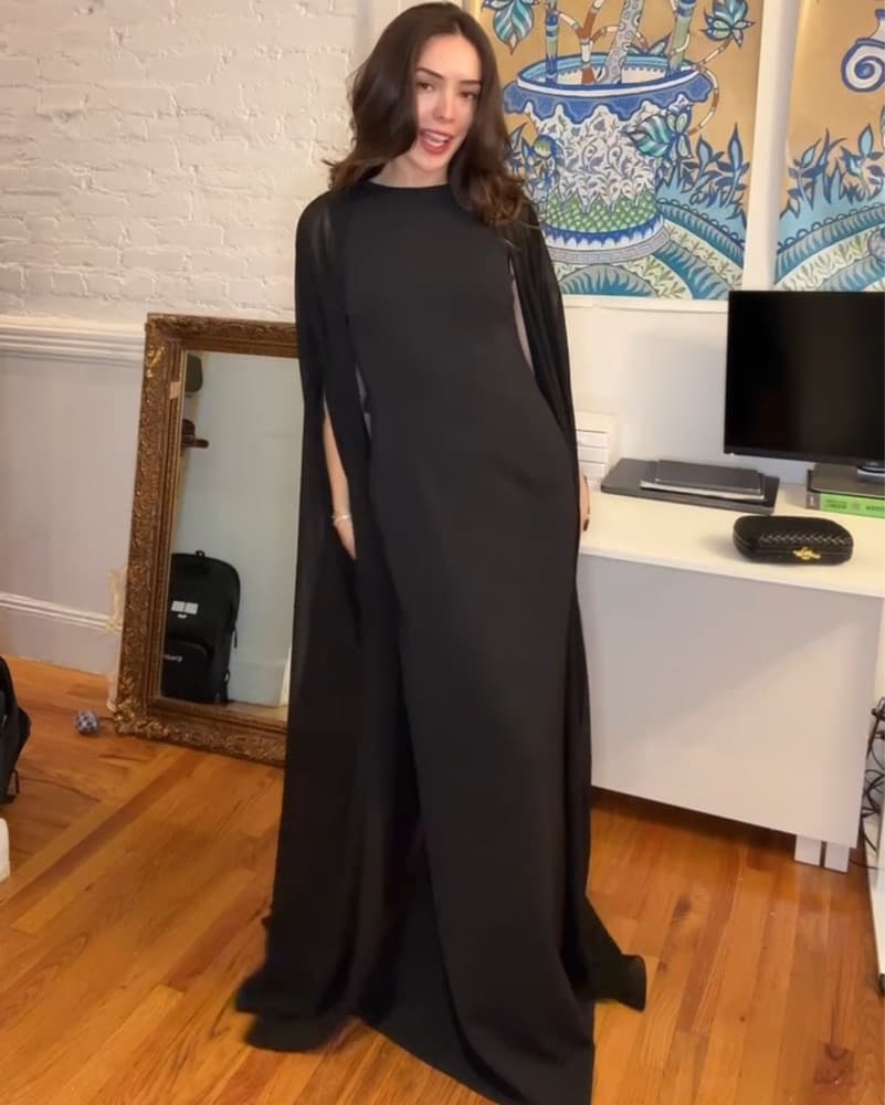 Black Chiffon Cape Gown - Image 3