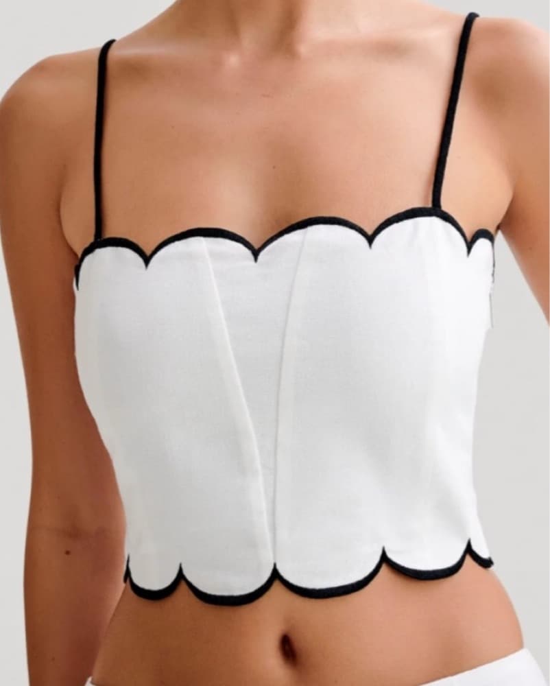Meshki Scalloped Linen Crop Top  - Image 1