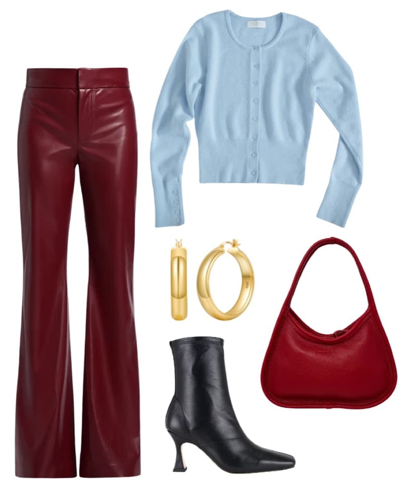 Alice & Olivia Red Faux Leather Pants  - Image 4