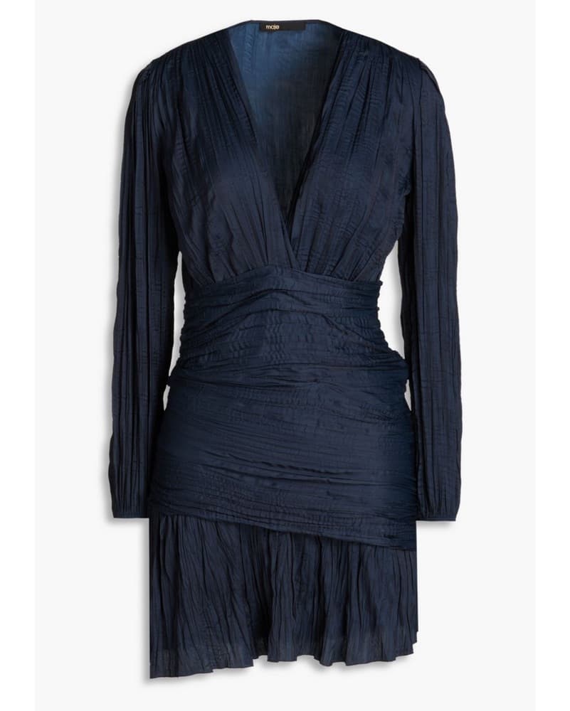 Maje Elegant Navy Blue Ruched Mini Dress - Image 3