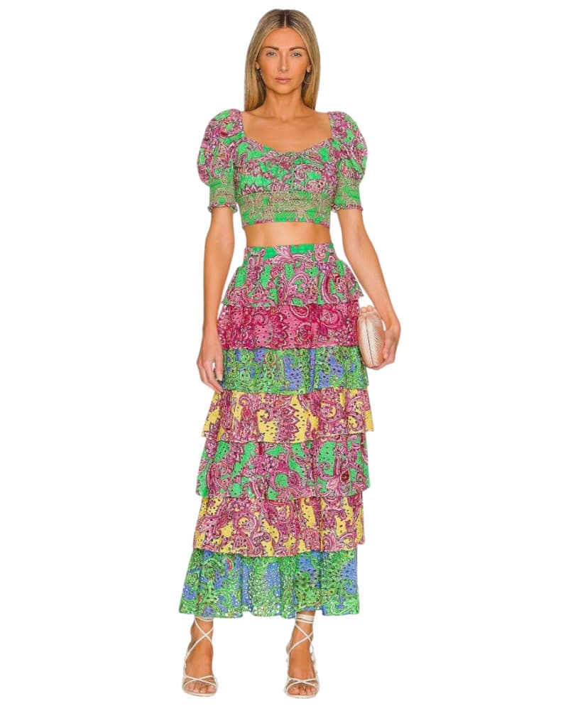 Vibrant Paisley Tiered Maxi Dress - Image 1