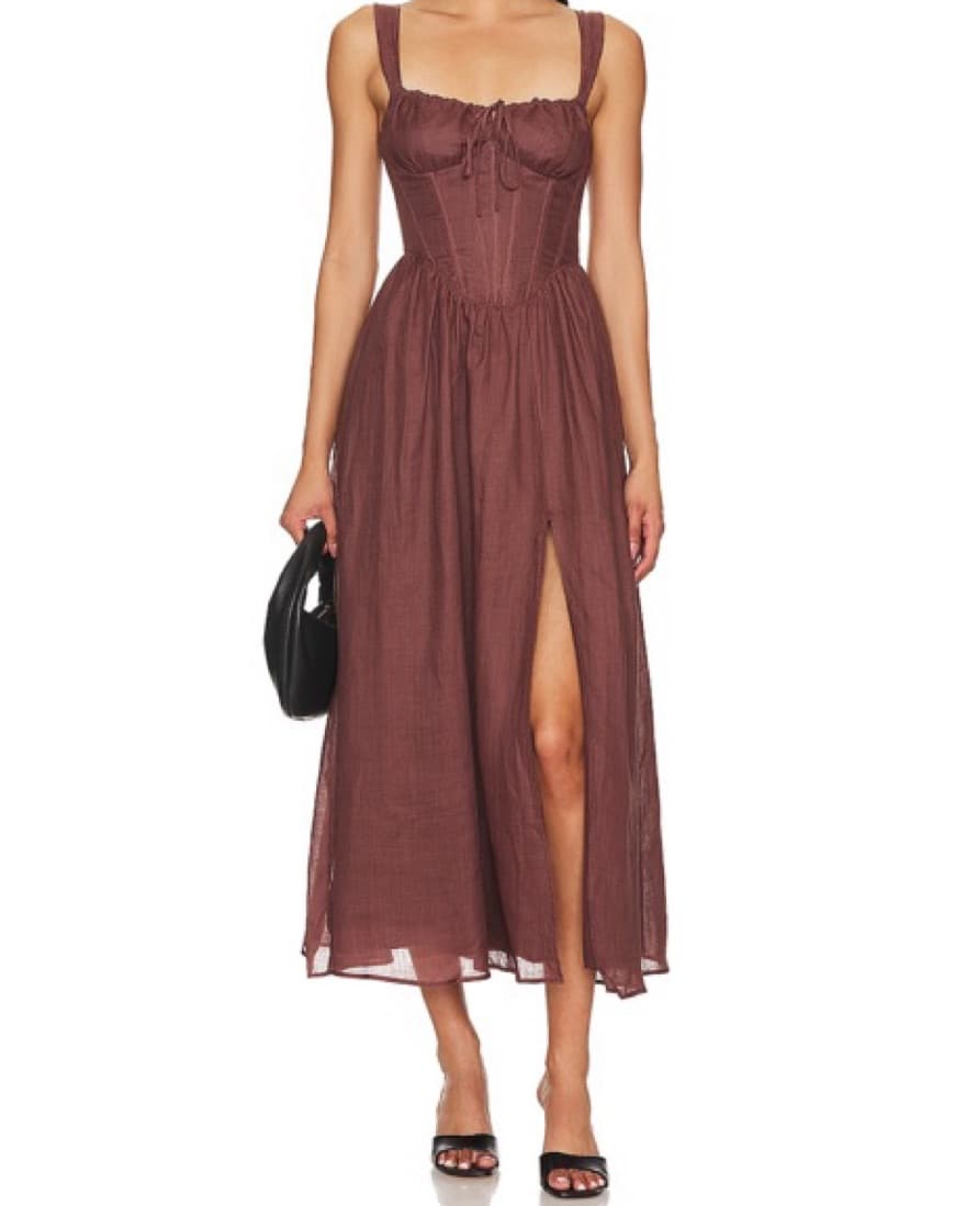 REVOLVE Esra Midi Dress in Chocolate Brown - Image 1
