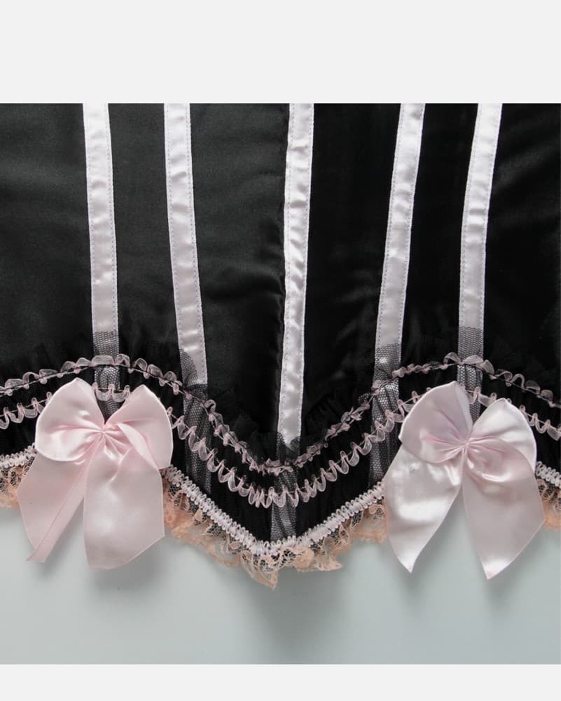 Lingerie Corset Pink Lace Bow - Image 5