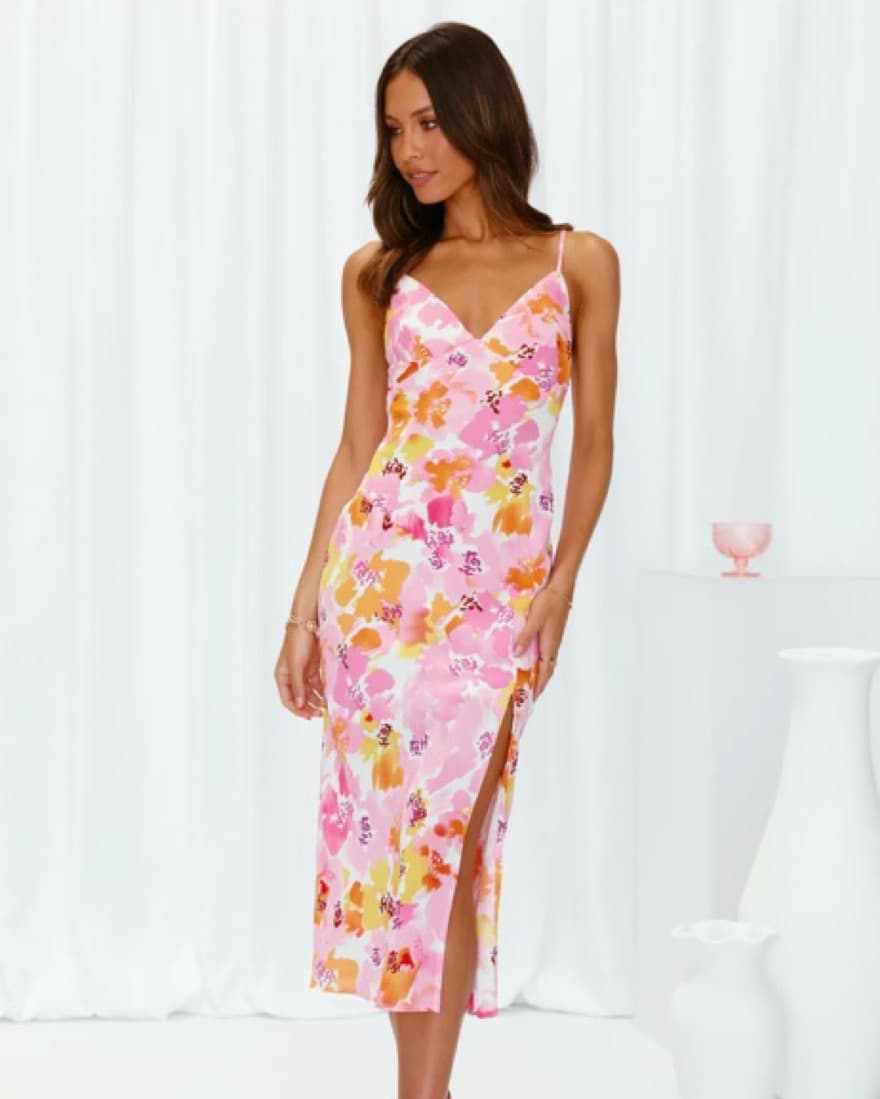 Hello Molly Swipe Midi Dress Pink   - Image 1