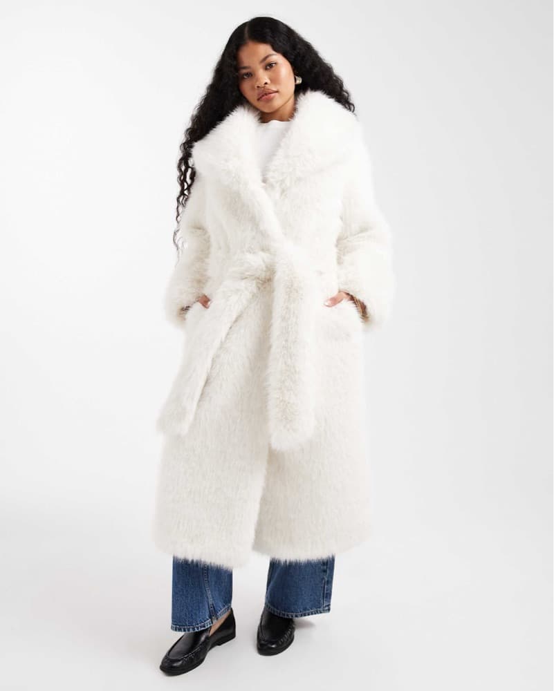 Plush White Faux Fur Coat - Image 1
