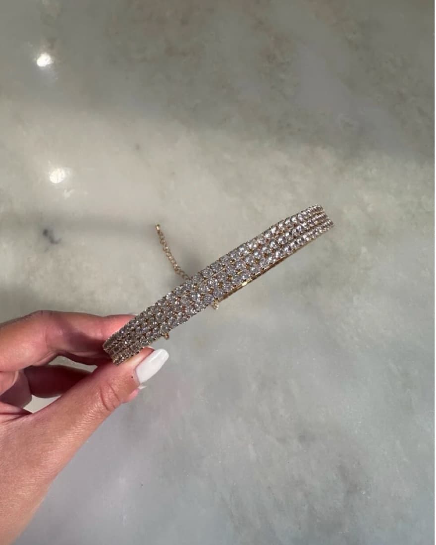 3 Layer Diamond Collar- Gold - Image 2