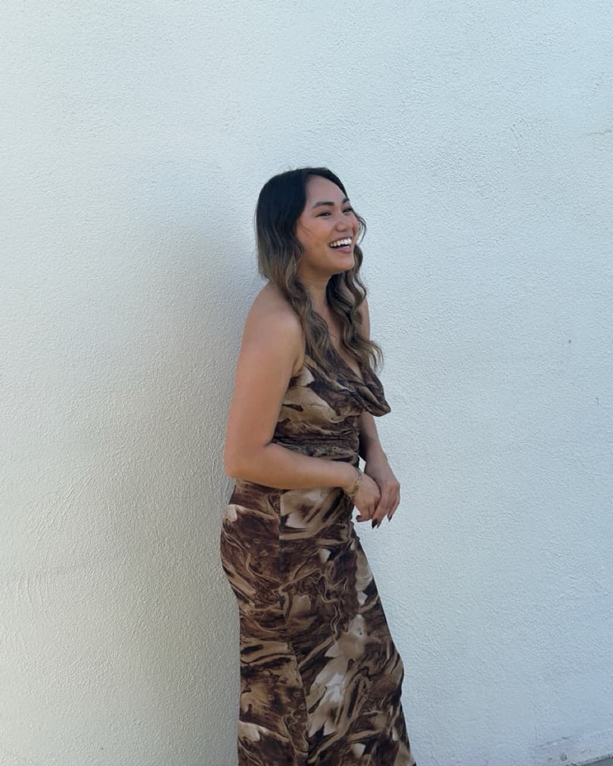 Brown swirl Long Dress Halter  - Image 1