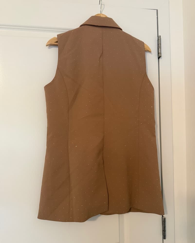 Sparkly Brown Sleeveless Vest - Image 2