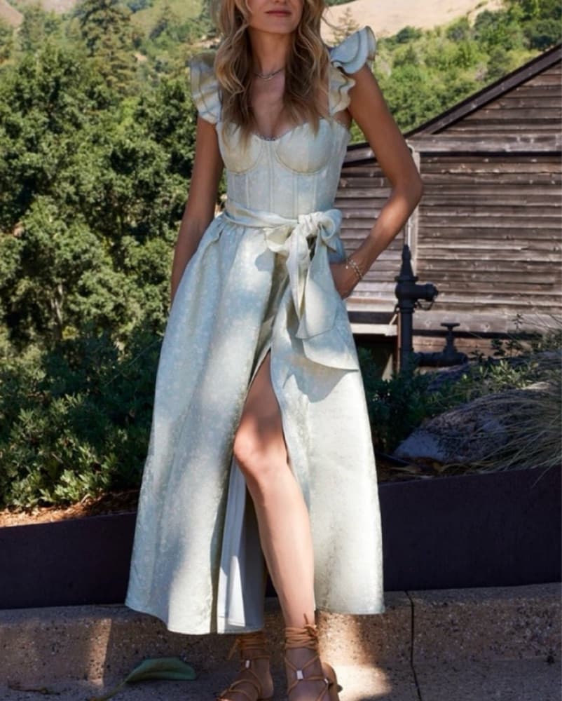 V Chapman The Vera Dress in Sage Duchess - Image 3