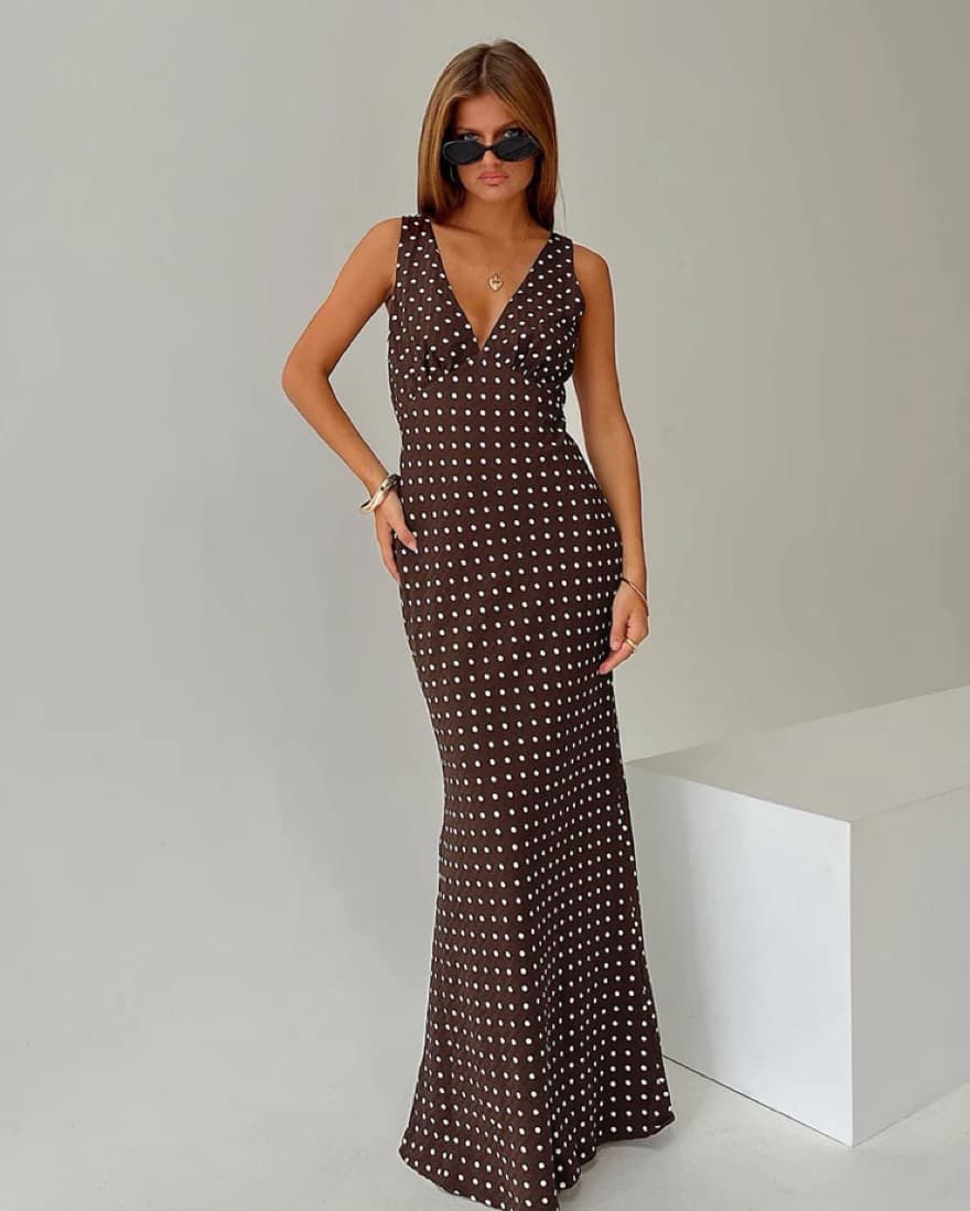 Brown Polka Dot Dress - Image 1