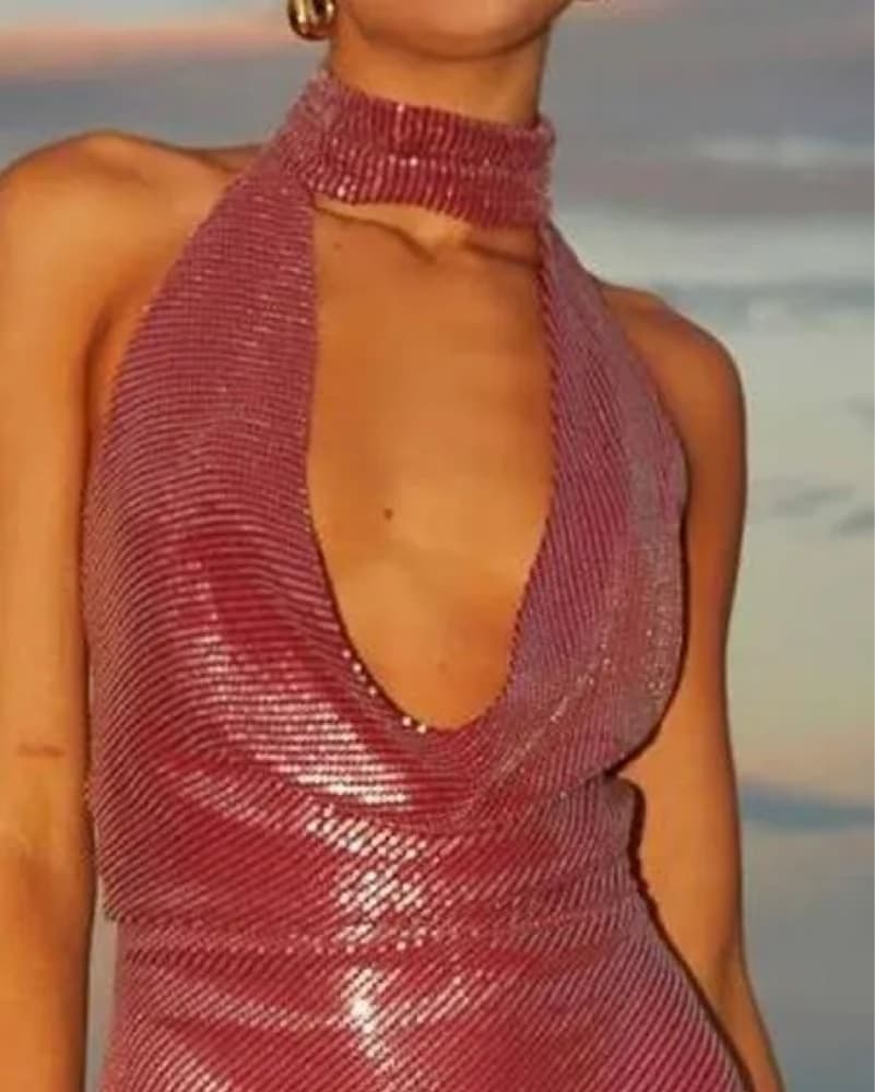 Red Sequin Peppermayo Mini Dress - Image 3