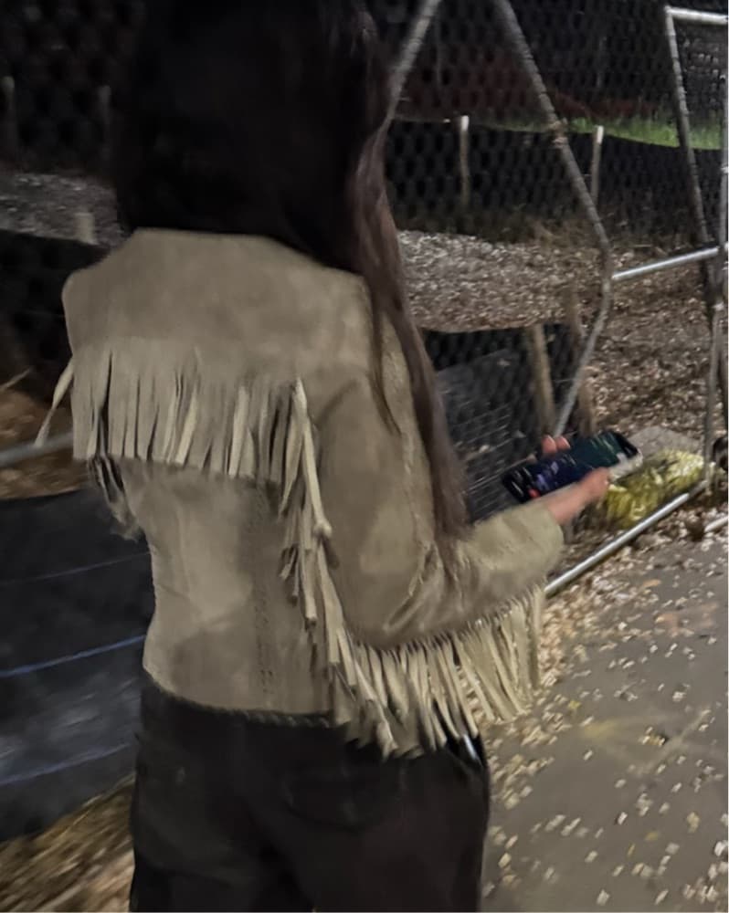 Suede Fringe Jacket with Zip Detail - Image 2