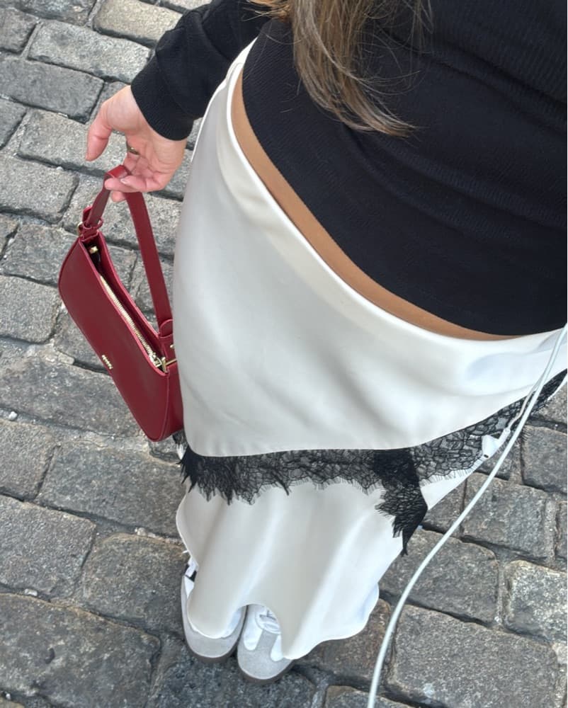 White Silk Lace Skirt - Image 1