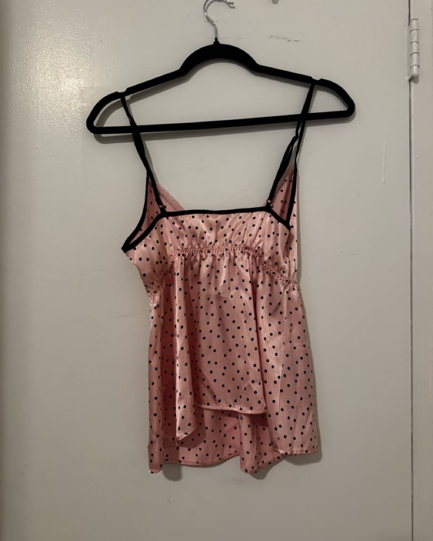 Vintage pink polkadot slip top - Image 3